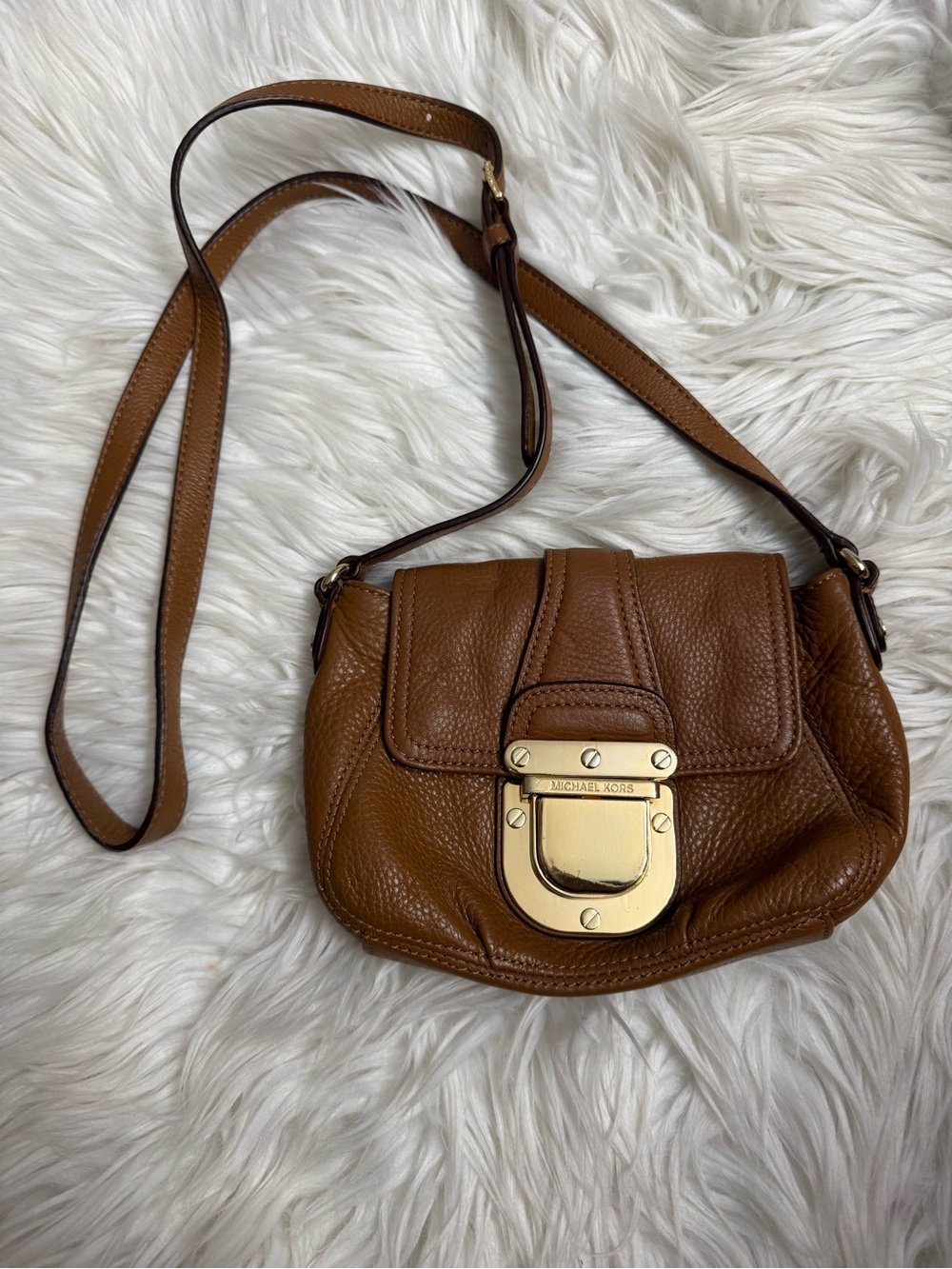 Michael Kors Leather Crossbody with Gold Hardware